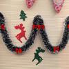 Happy New Year Xmas Bar Tops Ribbon Garland Dark Green Ribbon Snowflake Strips With Bowknot