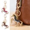 Horse-Shaped Rhinestone Keychain with Carabiner Clip Sparkling Zircon Animal Key Ring for Keys Bags Lucky Symbol for Car Home Decor