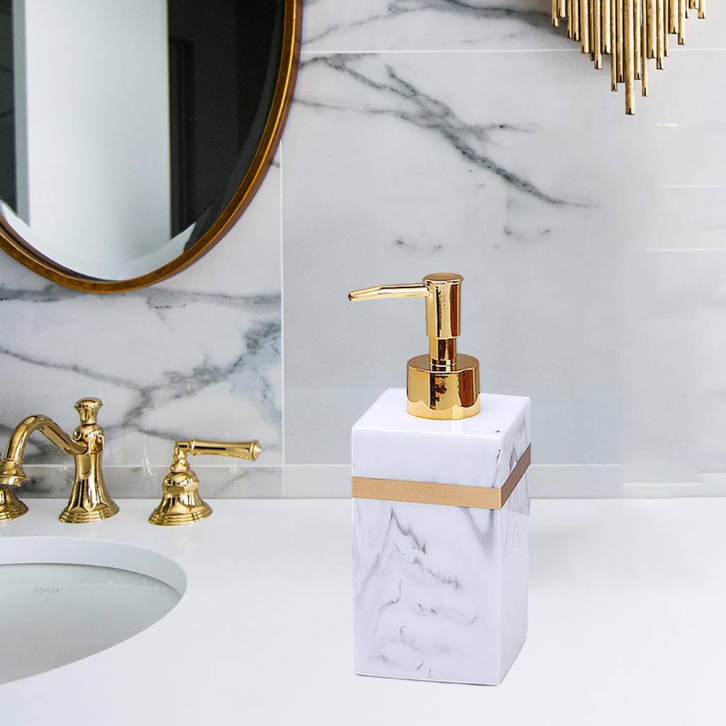 Reusable Resin Soap Dispenser Manual Empty Liquid Lotion Pump Bottle for Room Countertop