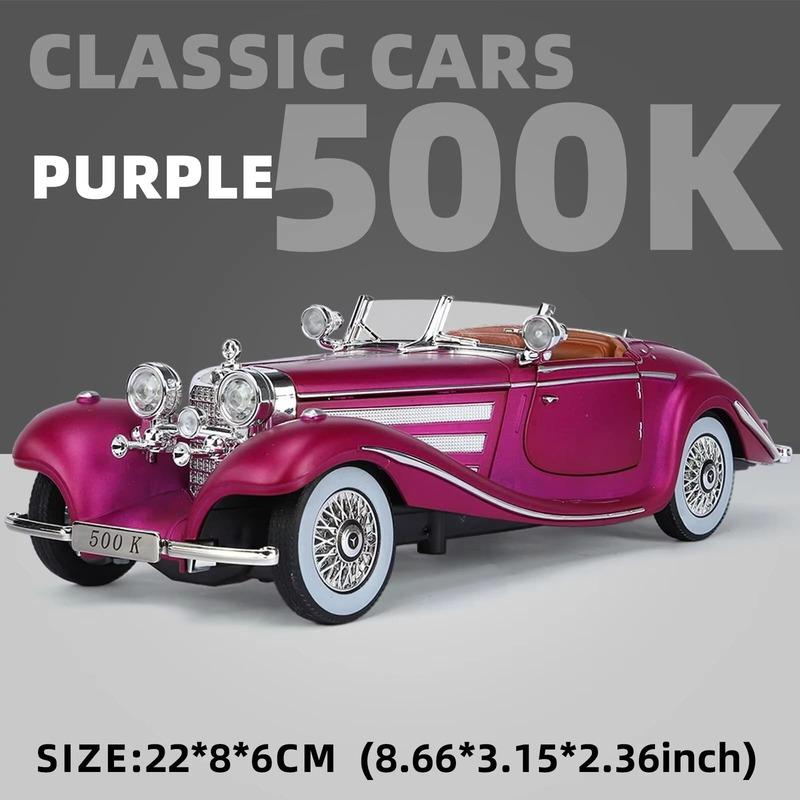 Retro-Stil 1:24 Oldtimermodelle aus Legierung, klassische 500K- und CLK-GTR-Serie, geeignet für junge Leute zum Sammeln und Ausstellen von Geschenken und Spielzeugen für Jungen