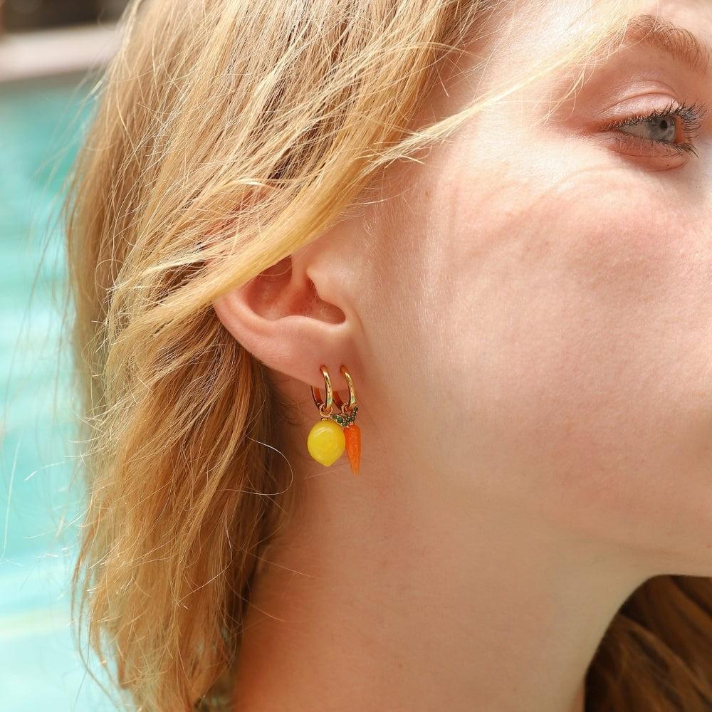 18K Gold-Plated Fruit & Vegetable Earrings: European & American INS-Inspired Fresh Design