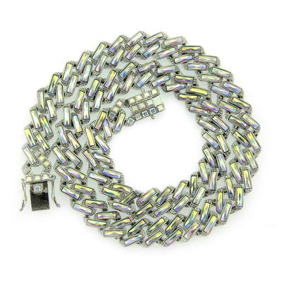 Iami Kubanische Kette mit Zirkonia Luxus 18 Karat Vergoldet Diamant Glatt Hip Hop Schmuck [Rockyu] Kette, Herrenhalskette, Halskette, (Silber