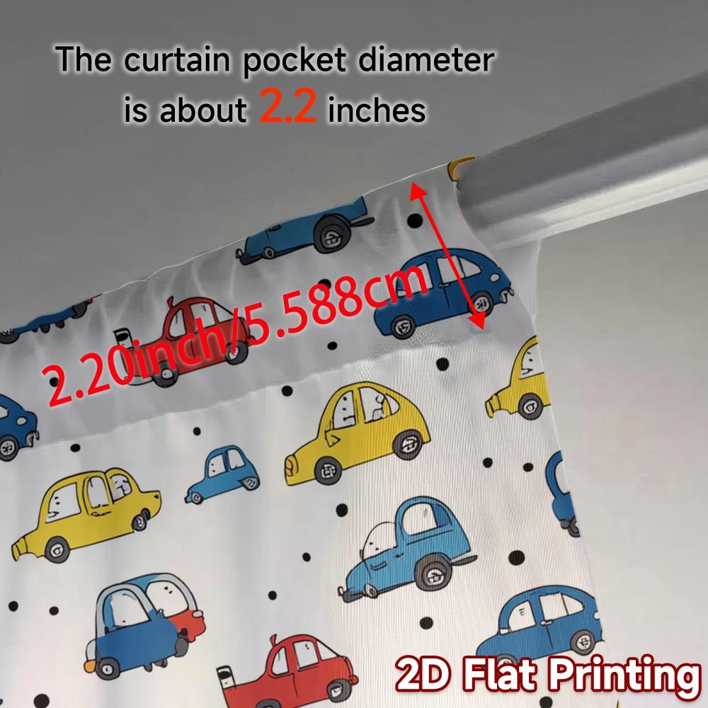 Set Of 2 Modern Flat Printing Jit Curtains Without Rod Car Pattern Drapes Print Yarn Holiday Perfect Curtain Polyester