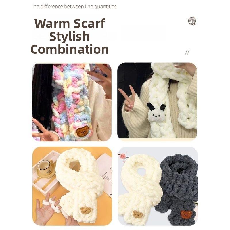 Handmade DIY Rainbow Adient Yarn Scarf Tail Line Finger Knitting Cozy Nest Cuion Thi Ice Strip Yarn