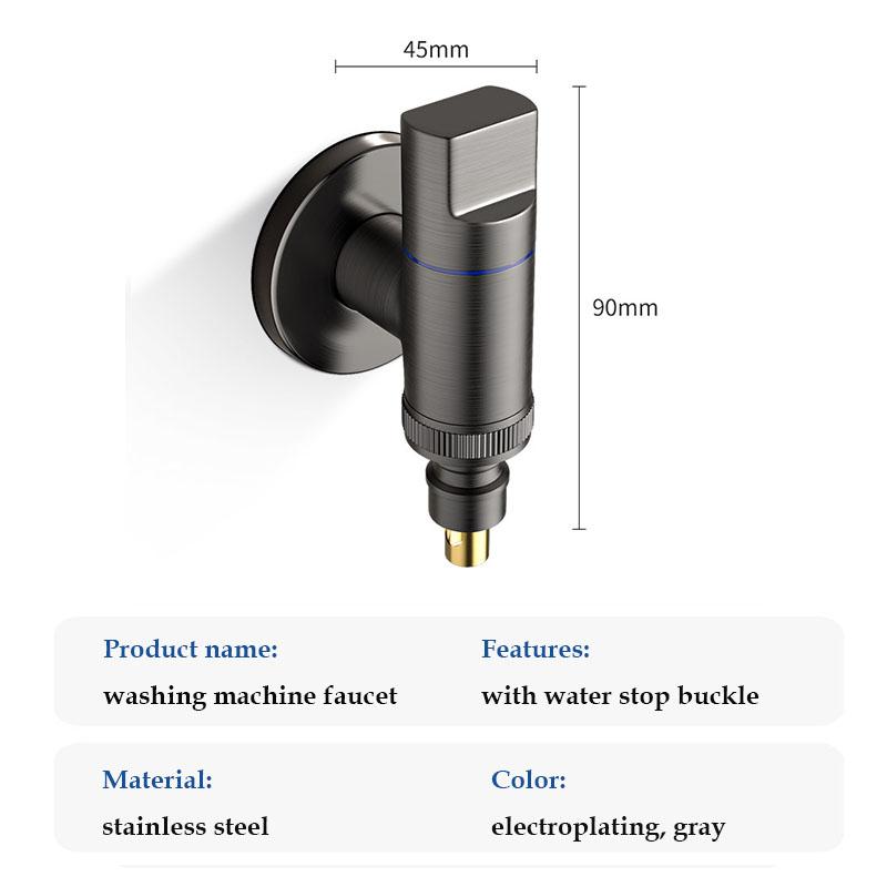 Black/Grey/Silver Washing Machine Faucets With Water Stop Valve G1/2 Stainless Steel Single Cold Wall Mounted Tap