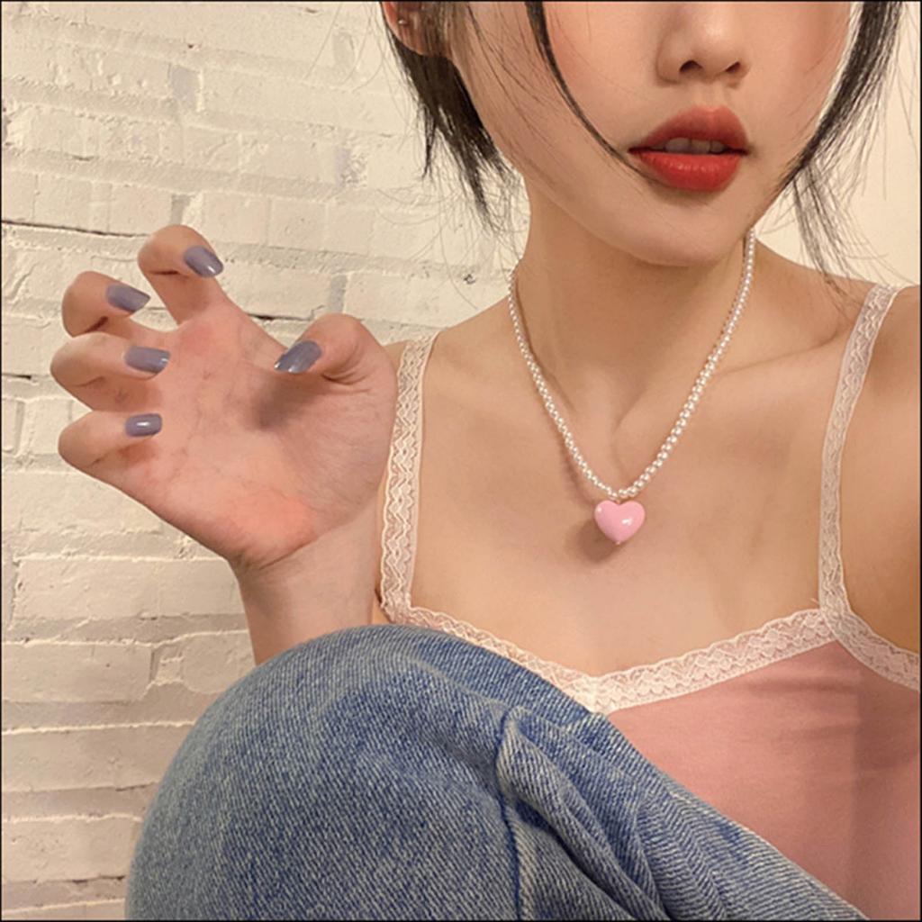 Heart Pearl Necklace Women Collarbone Chain Temperament Jewelry Wedding Gift