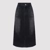 2025 High-Waisted Minimalist Denim A-Line Midi Skirt