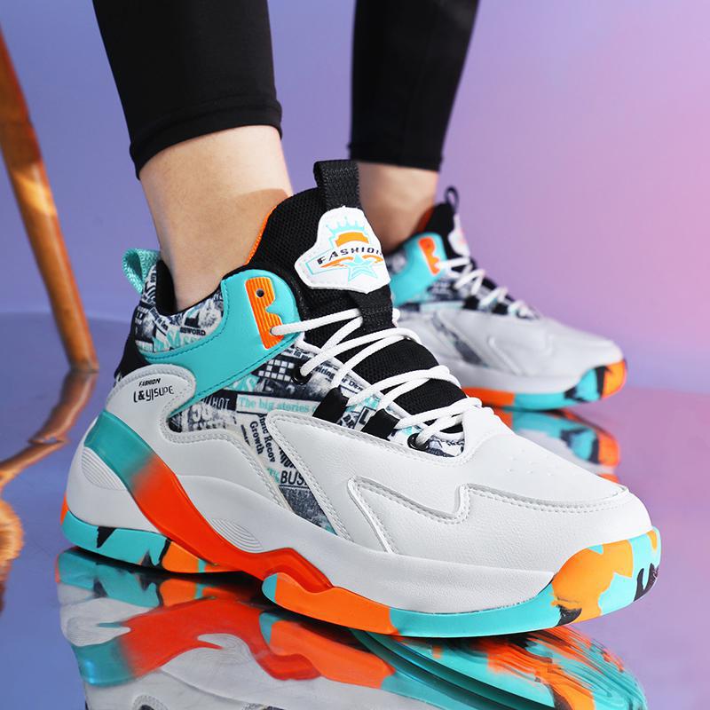 New Summer Microfiber Leather Sneakers Men's Shoes Primary and Secondary School Students Breathable Casual Non-slip Rubber Sole Basketball Shoes