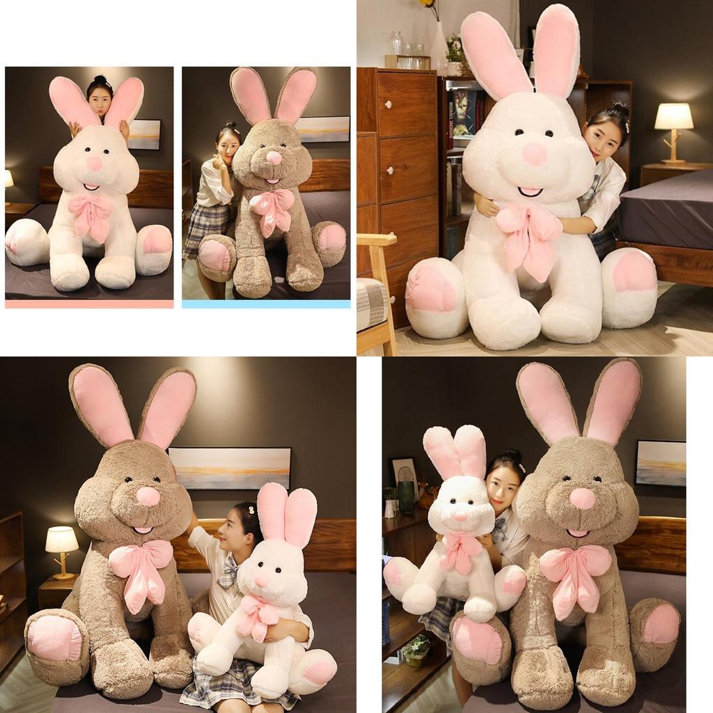 Cute Giant Plush Bunny Doll Soft Long Fur Stuffed Toy For Girls Cozy Sleep Pillow