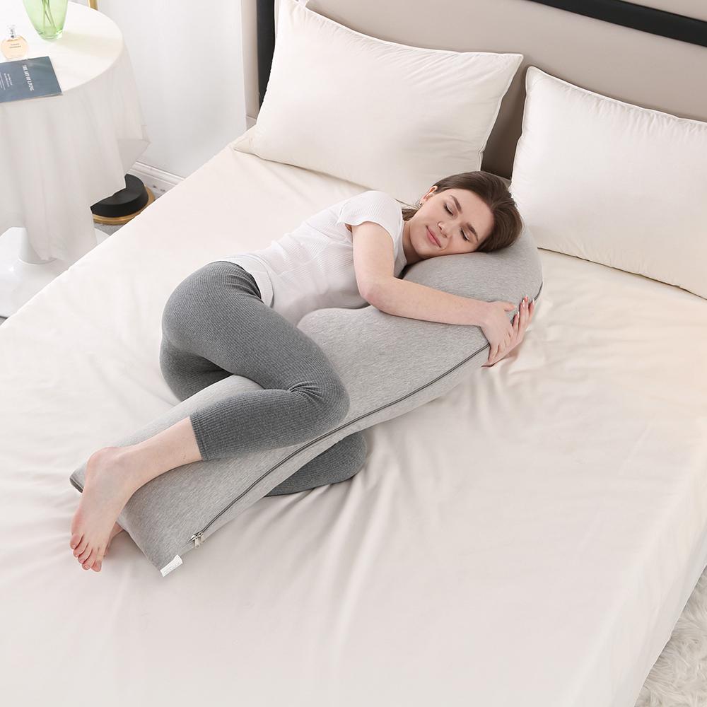 1.8KG Cotton J-shaped Pillow for Pregnant Women Sleeping Pillow Care for Pregnancy Breastfeeding Pillow for Pregnant