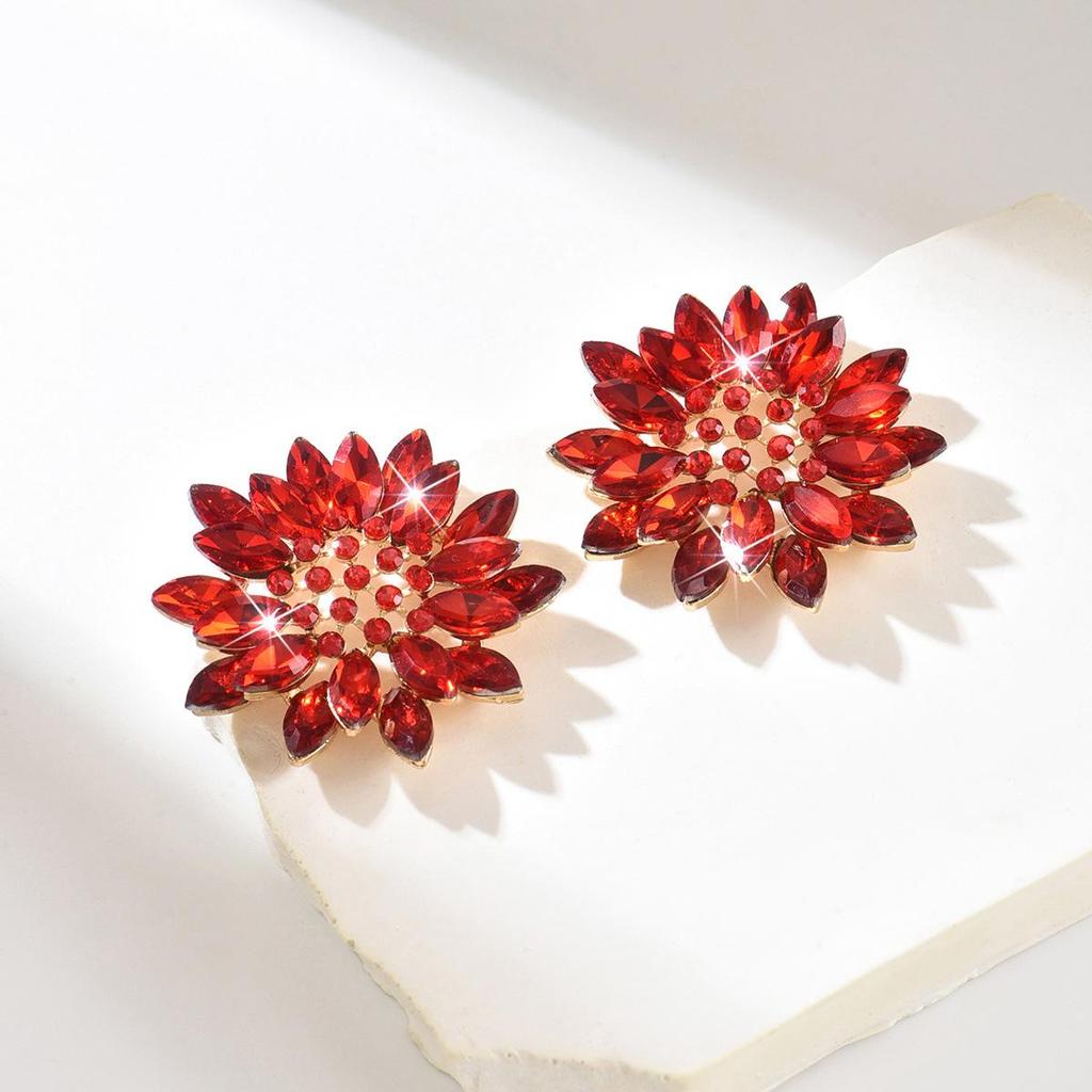 Bestselling Colorful Crystal Sunflower Dangle Earrings - High-end European & American Evening Style
