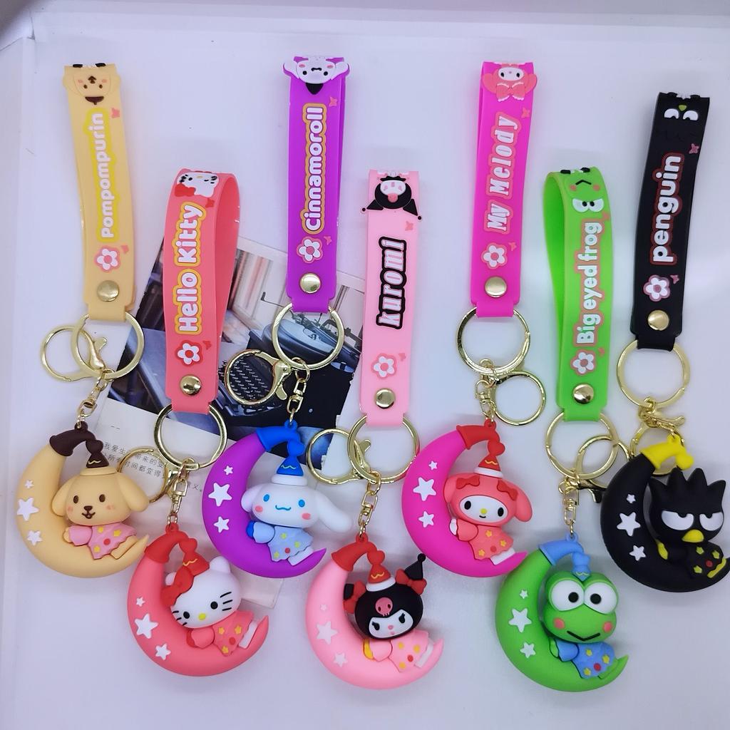 Creative Cartoon Moon Sanrio Series Keychain Bags, Car Keychain Accessories Gift Kawaii Cute Personalized Gifts Y2k Fashion Toys