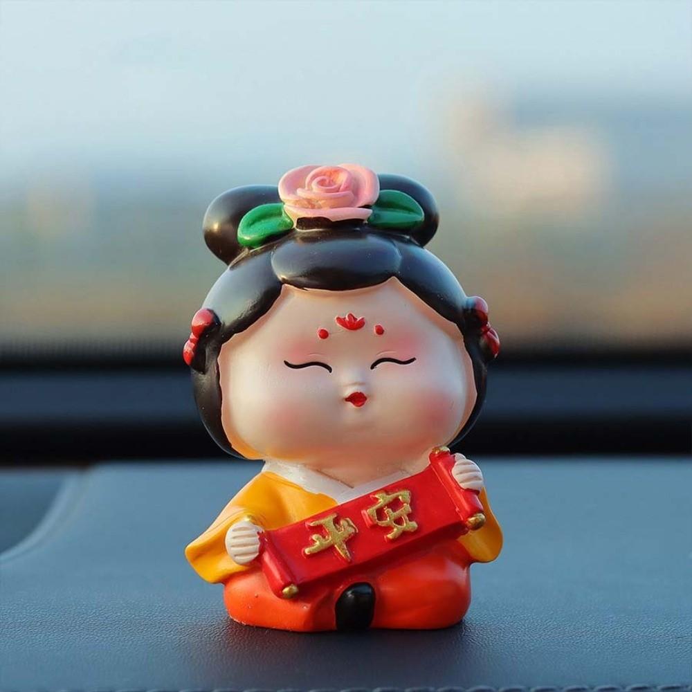 Art Craft Car Cute Doll Ornament Decorative Tang Dynasty Woman Figurine  Bookshelf