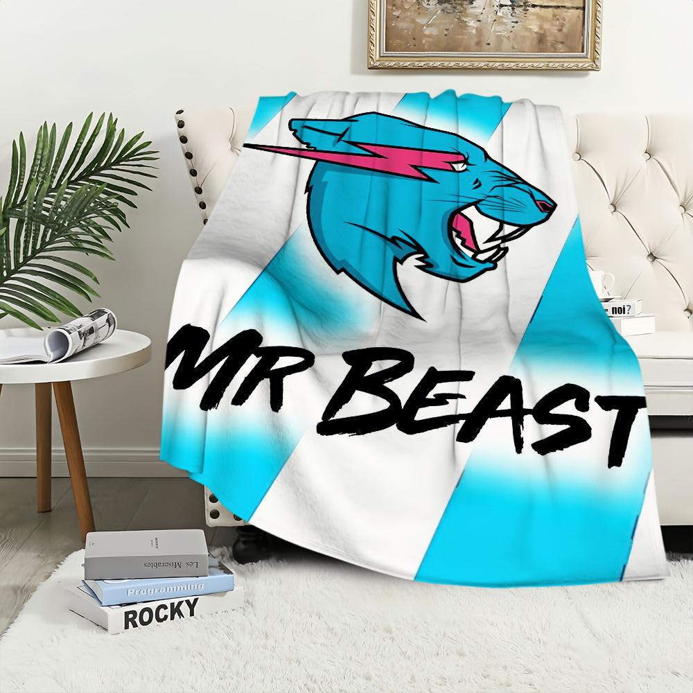Logo video blogera Plyšová deka na zdřímnutí Koberec na pohovku do obývacího pokoje M-MrBeast-ES Teplá kancelář Ložnice Dárek k narozeninám Domů Cestování Dětské dárky