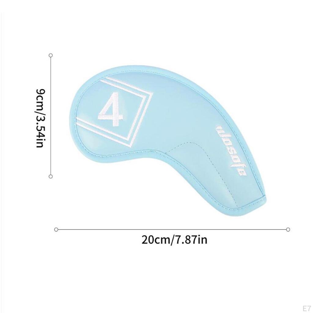 9 Pieces Golf Club Head Cover for Irons Protective Sleeve Waterproof PU Leather Headcover