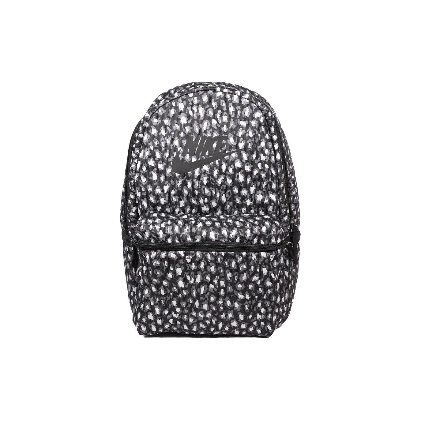 Nike Simple Practical Zipper Closure Polyester Backpack Unisex Backpack Black Silver BA5761-016 Black & Silver