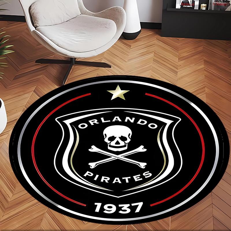 Orlando Pirates (1) Round Office Rug Decorative Floor Rug for Office Bedroom Living Room and Home Space