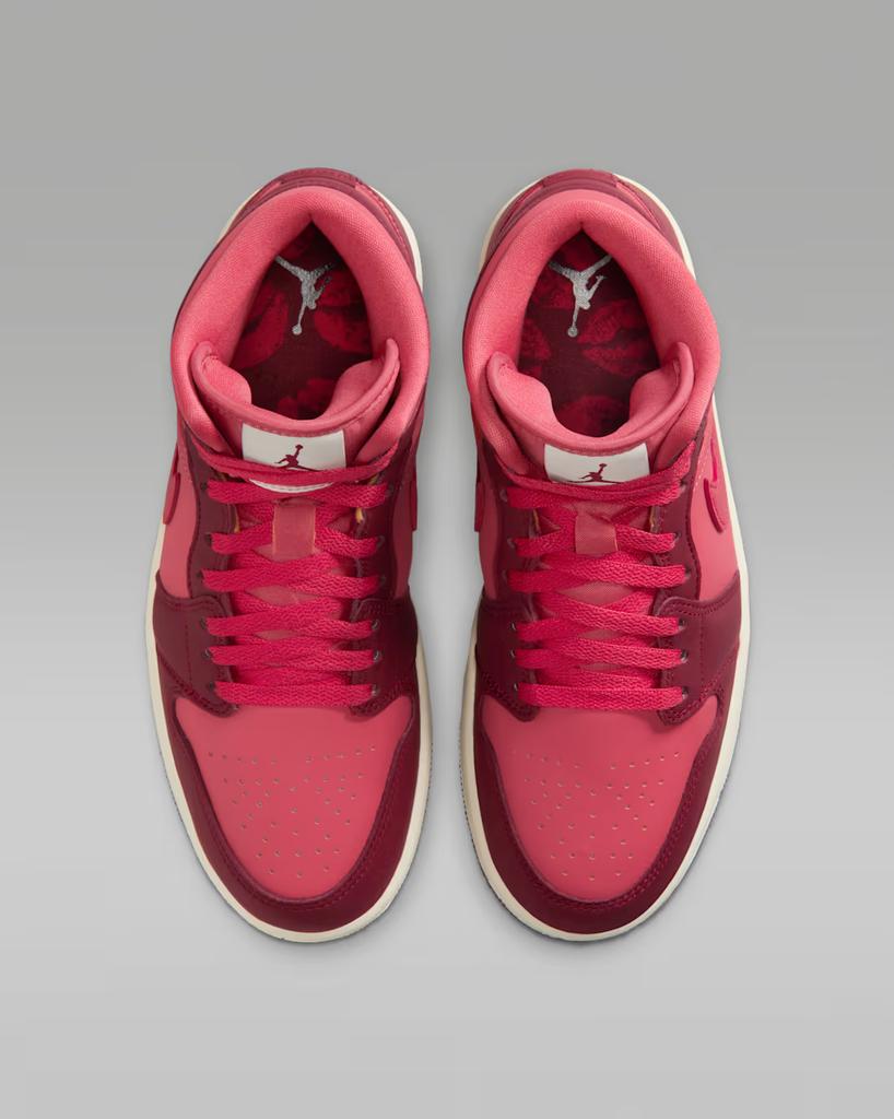 IB7018-600 Nike Air Jordan 1 Mid Valentine's Day 2026 Team Red (Women's)