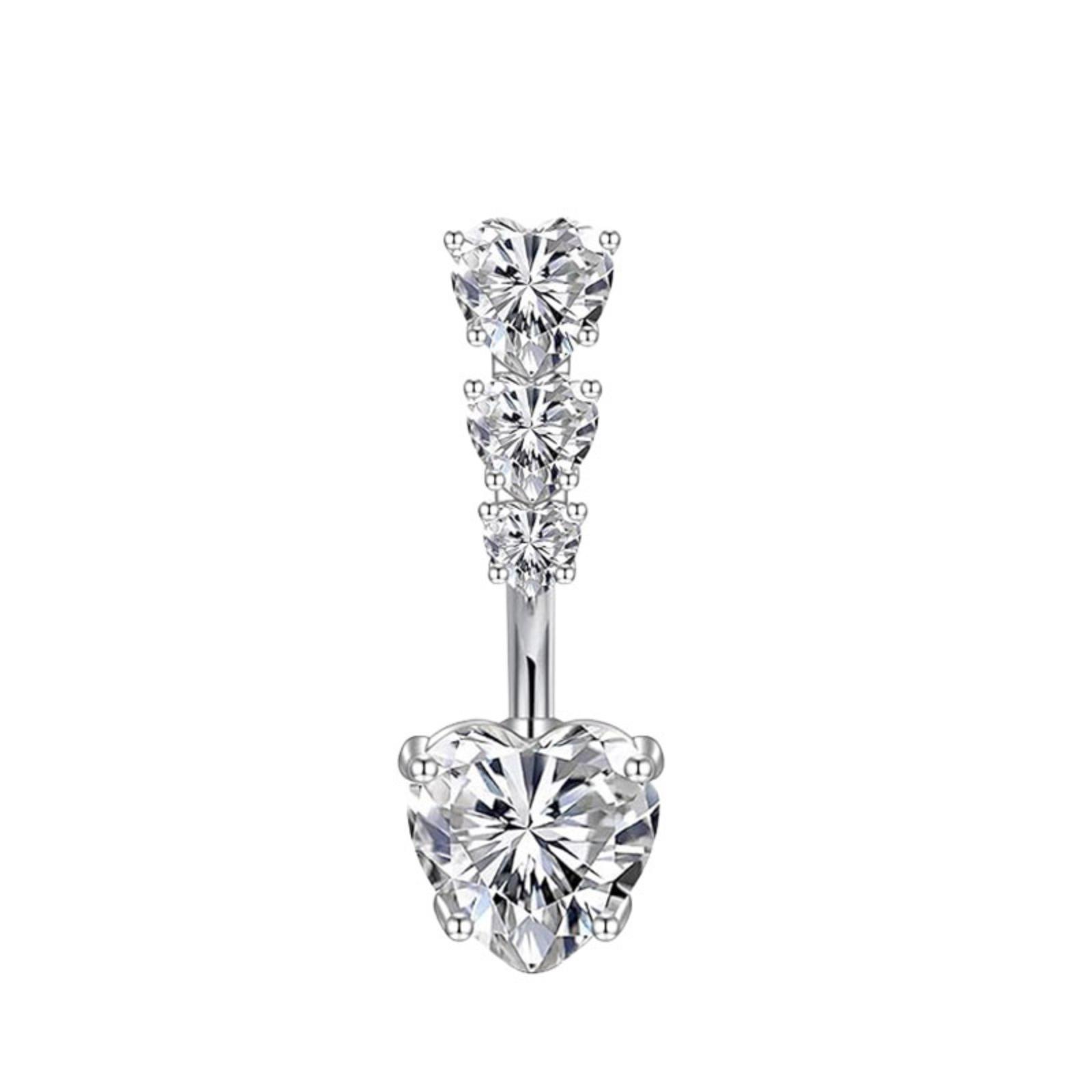 

Stainless Steel Belly Button Ring With Zircon Belly Button Studs One Size срібний