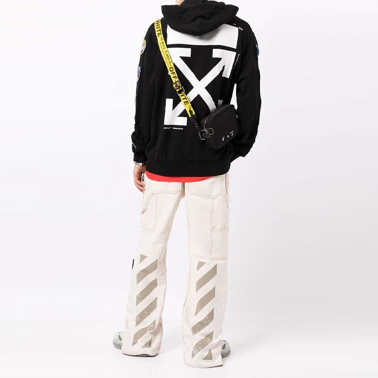 Off-White Back Arrow Badge Zip-Up Hoodie Men Outerwear Black OMBB030G20FLE0011000