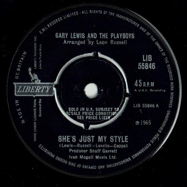 

7inch Record GARY LEWIS THE PLAYBOYS Shes Just My Style LIB55846 LIBERTY 1965 UK Rock Used