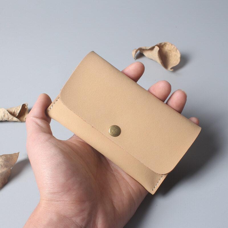 

Японский минималистский стиль ins сумка для карт мягкая коровья кожа ручная работа ретро простая мужская и женская тонкая мягкая маленькая кредитница абрикосовый