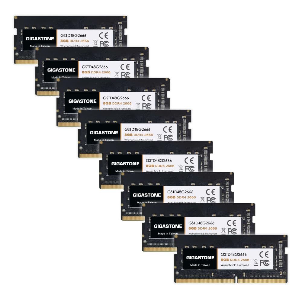 

GIGASTONE 8GBx8 DDR4 2666MHz or CL19 SODIMM 260 Pin Unbuffered Laptop Memory Module Upgrade [Memory DDR4] (64GB Kit) (2400MHz 2133MHz) PC4-21300