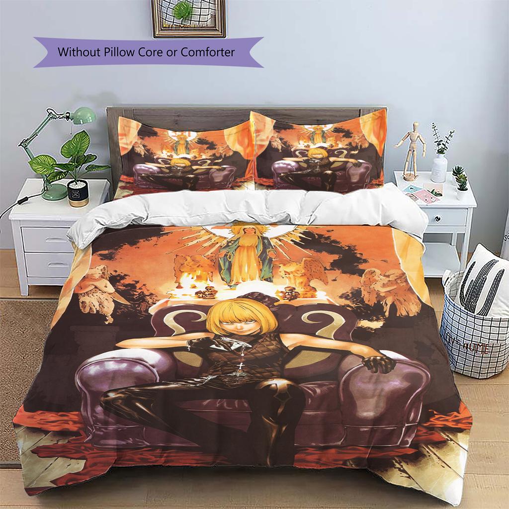 Juego de Ropa de Cama con Estampado de Dibujos Animados Colcha Funda de Colcha Funda de Almohada Decoración del Hogar Regalo de Cumpleaños (1 * funda nórdica + 2 * fundas de almohada, sin núcleo)
