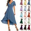 Damen Sommerkleid Schlankes Kleid Farbe Chiffon V-Ausschnitt Kurzärmeliges Kleid