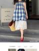 Stylish Plaid Stripe Vest & Lace Hem Top Two-Piece Set for Girls - Summer 2026 Collection