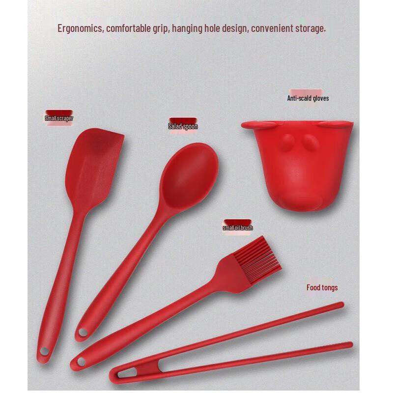 COOKER KING Ergonomic Silicone Spatula & Spoon Set