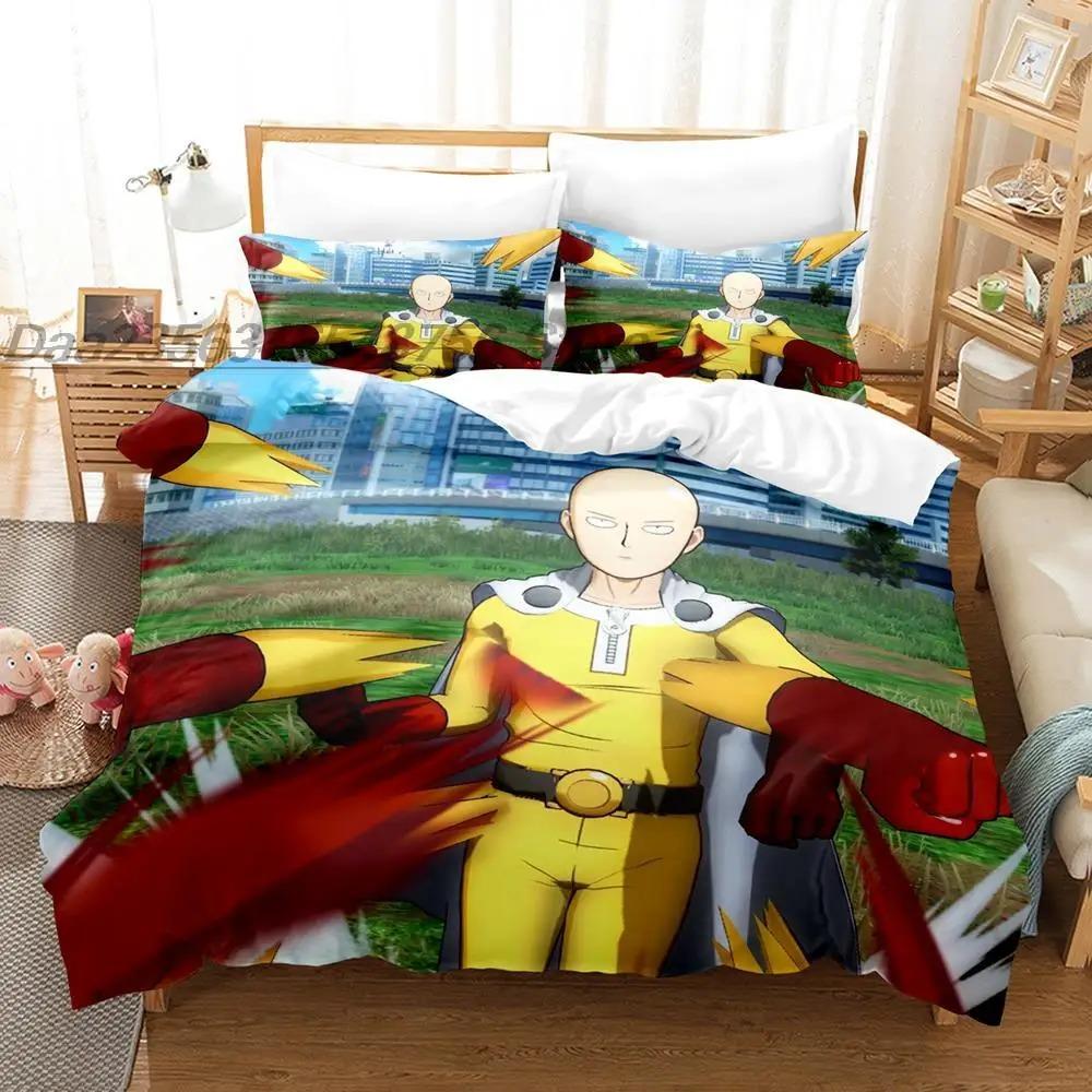

Комплект постельного белья One Punch Man Single Twin Full Queen King Size Комплект постельного белья Aldult Kid Bedroom Duvetcover Sets Комплект простыней с 3D-аниме EU Single 135x200cm