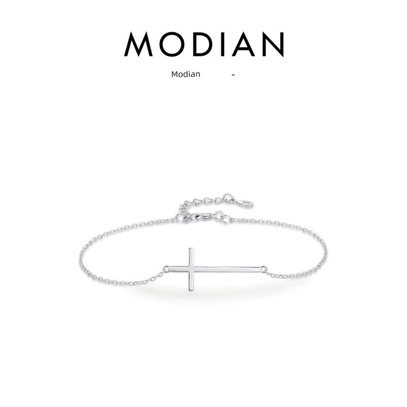 Modian Sterling Silver Cross Female Niche Ins Bracelet Silver (15.5+3.5cm)