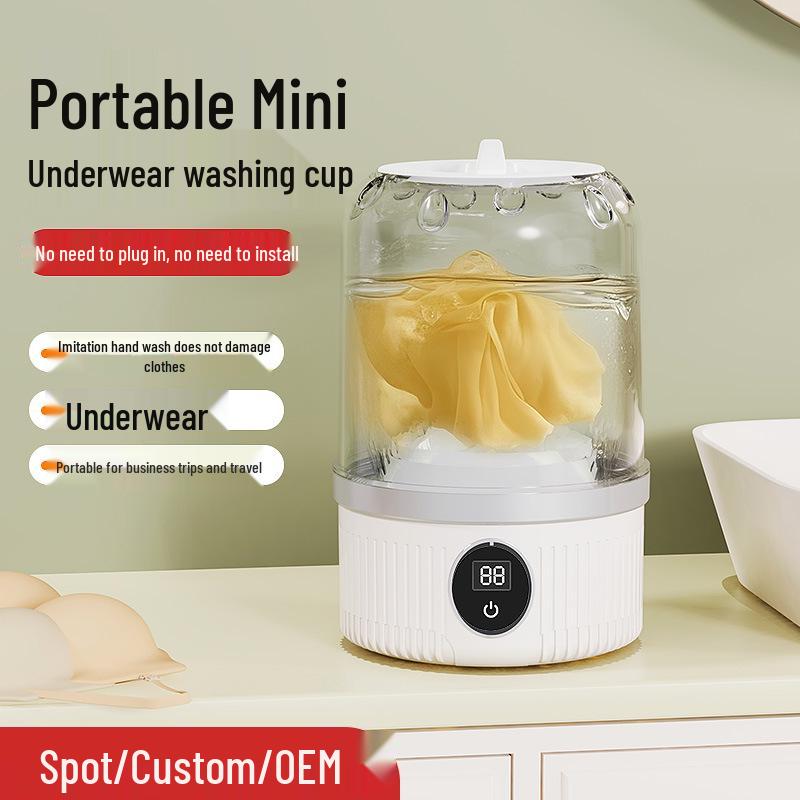 Portable Mini Washing Machine for Underwear with Large Capacity and Wireless Charging