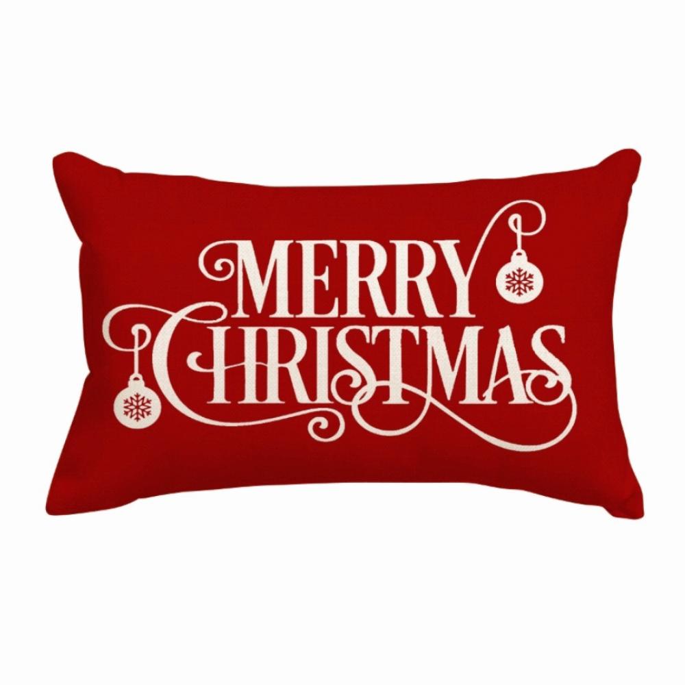 Rectangle Christmas Pillow Cover Linen Cloth Decorative Pillow Cover  Christmas Decor
