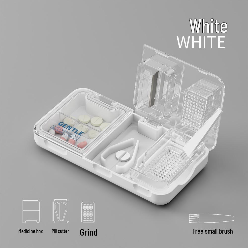 Portable Pill Organizer with Tablet Cutter and Grinder