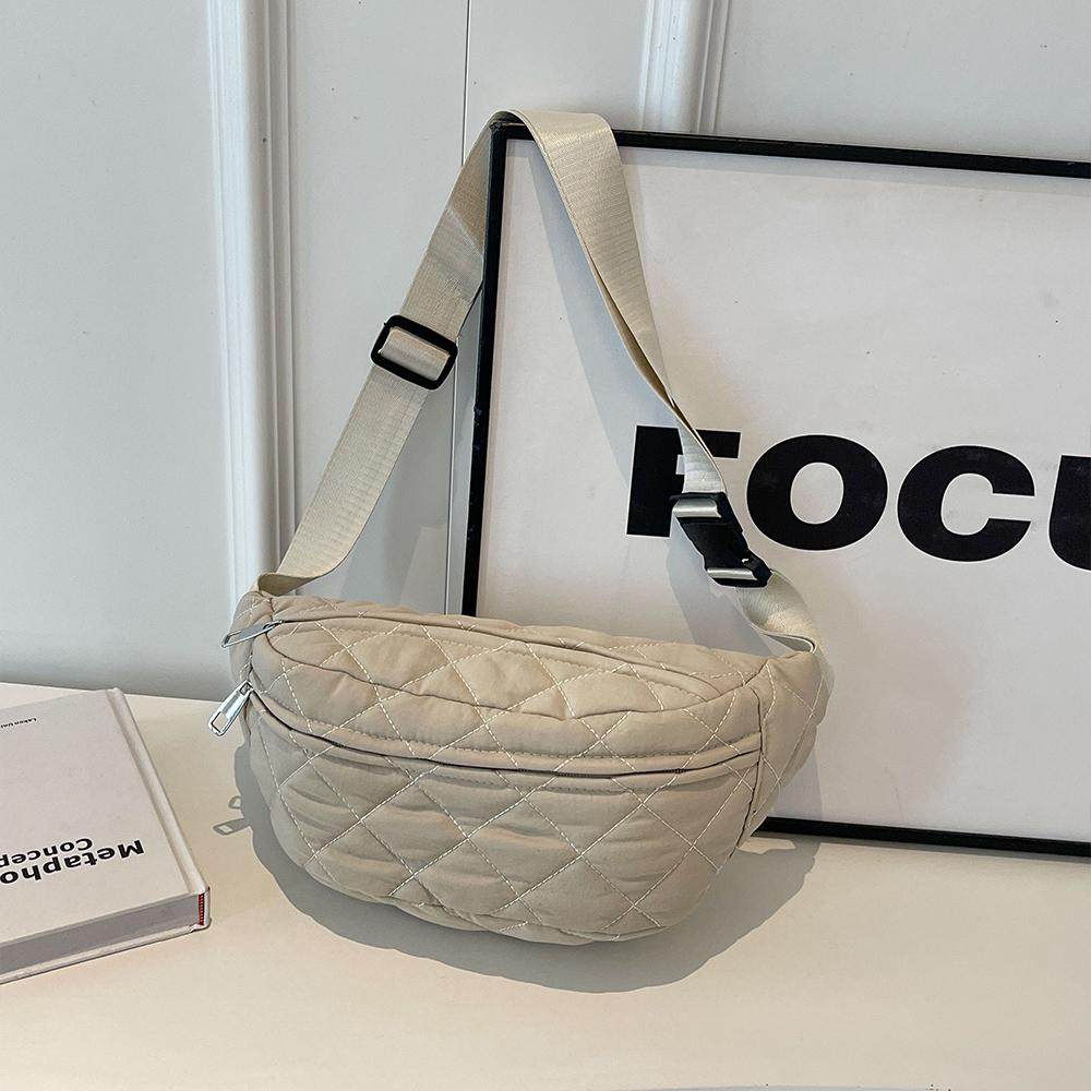 

New Large Capacity Filled Cott Waterproof Crossbody Shoulder Bag Armpit Dumpling Bag Quilted Casual All-Match Bag білий