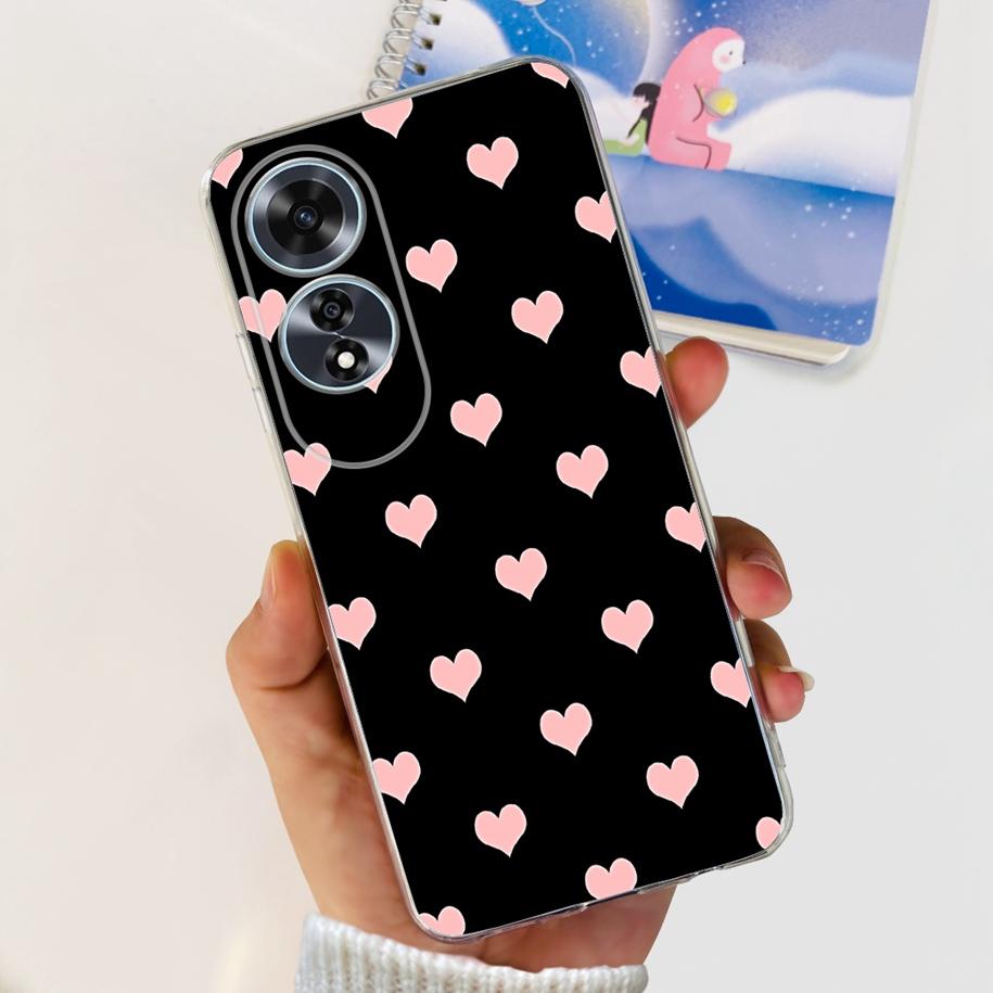 For OPPO A60 4G Case CPH2631 Cute Cat Cartoon Transparent TPU Silicone Soft Slim Cover For OPPO A60 A 60 OPPOA60 2024 Bumper New