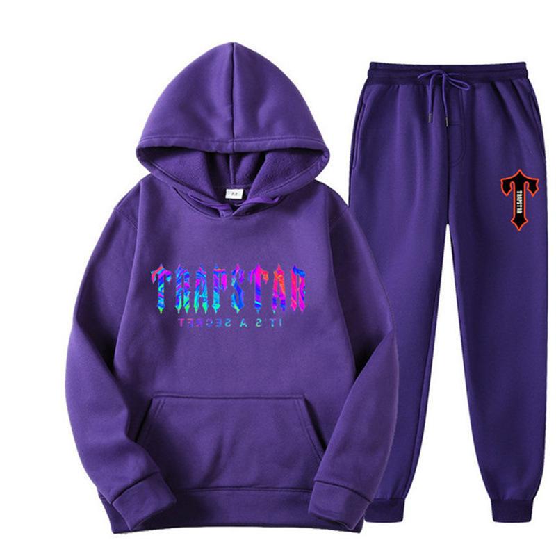 2023 New Letter Printing Men's and Women's Multi-color Warm Two-piece Set Loose Hoodie + Pants Jogging Set