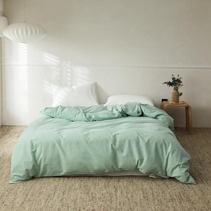 100% Washed Cotton Duvet Cover Minimalist Striped Bedding Set for Single Queen King Size Bed Home Textile 200TC INS Quilts Cover