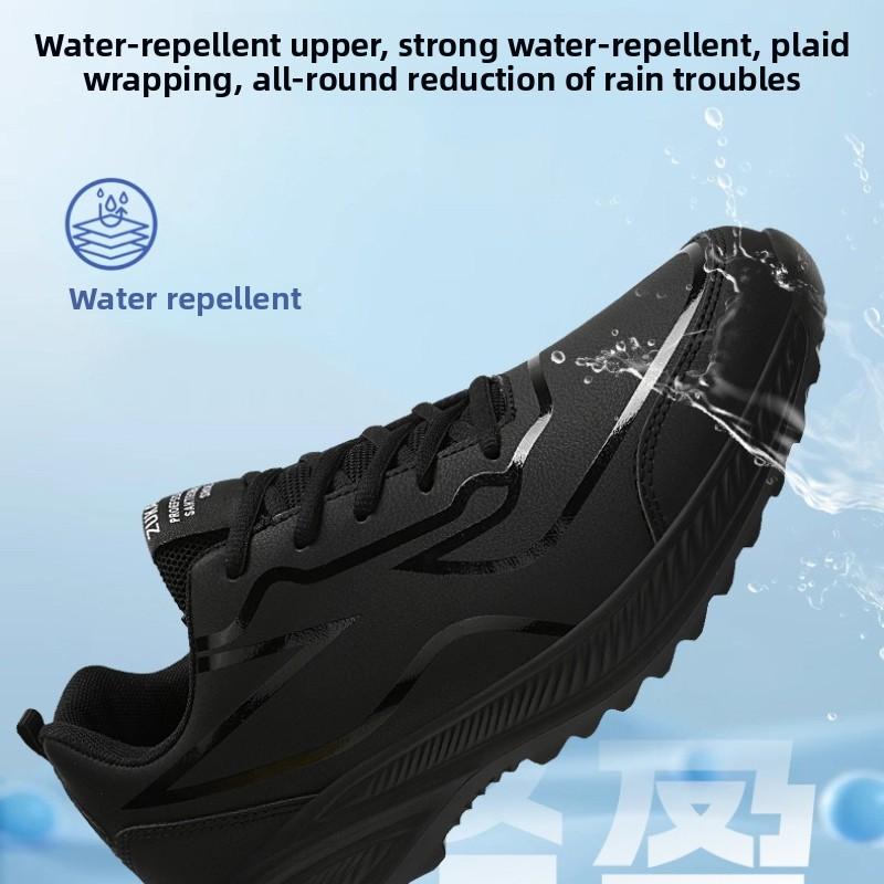New Arrival: Oversized Leather-Upper Men's Shoes Lightweight, Slip-Resistant, Waterproof, Shock-Absorbing, Ultra-Soft Running Shoes Casual Footwear
