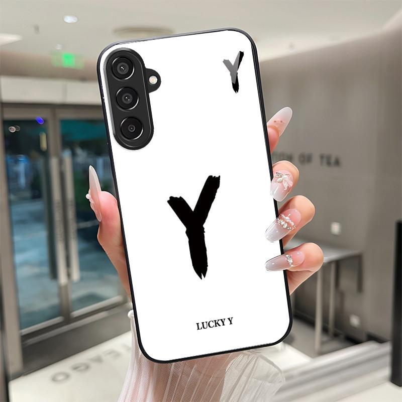 

Shockproof Case For Samsung Galaxy M15 F15 M16 F16 5G Cover Lucky Letters Hard Tempered Glass Soft TPU Phone Case Coque Fundas Samsung M15 (F15)
