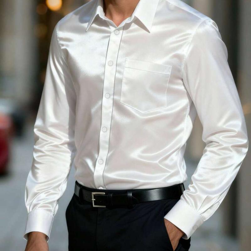 Men S Long Sleeve Elastic Business Wrinkle Free Solid Dress Shirt S