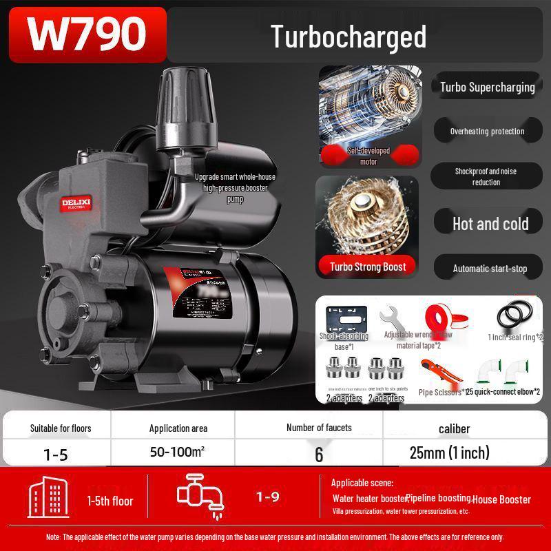 Delixi Household Automatic Self-Priming Booster Pump for Low-Noise High-Rise Water Pressurization, 220V