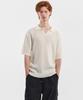 BLACK MOMENT Minimal Waffle Collar Knit Short Sleeve Tee [Black]