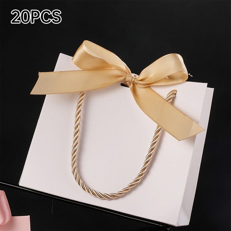 20pcs Pretty Gift Bag Packaging Bag Ribbon Fashion Butterfly-knot Paper Bags Fashion Solid Color Tote Bag Packaging Supplies