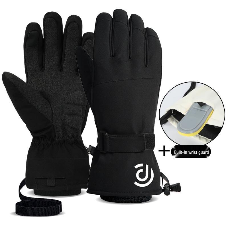 Men s and Women s Winter Ski Gloves with 3M Insulation, Waterproof, Thickened, Built-in Wrist Guard S чёрный