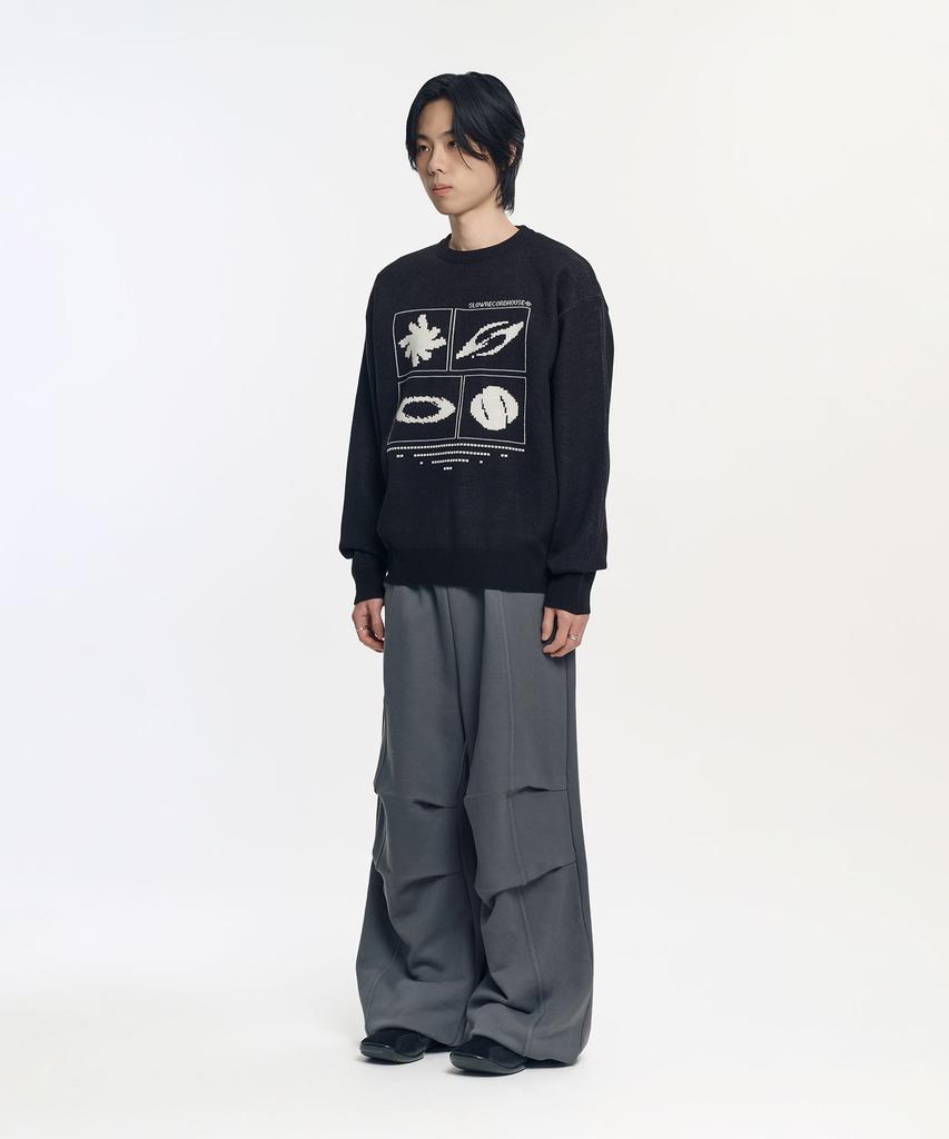 SLOW RECORD HOUSE Universe Logo Knit_Black