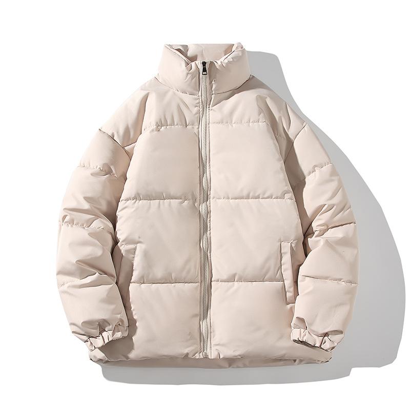 New Couples Stand Collar Cotton-padded Jacket Loose Short Unisex Padded Cotton-padded Bread Coat In Winter.