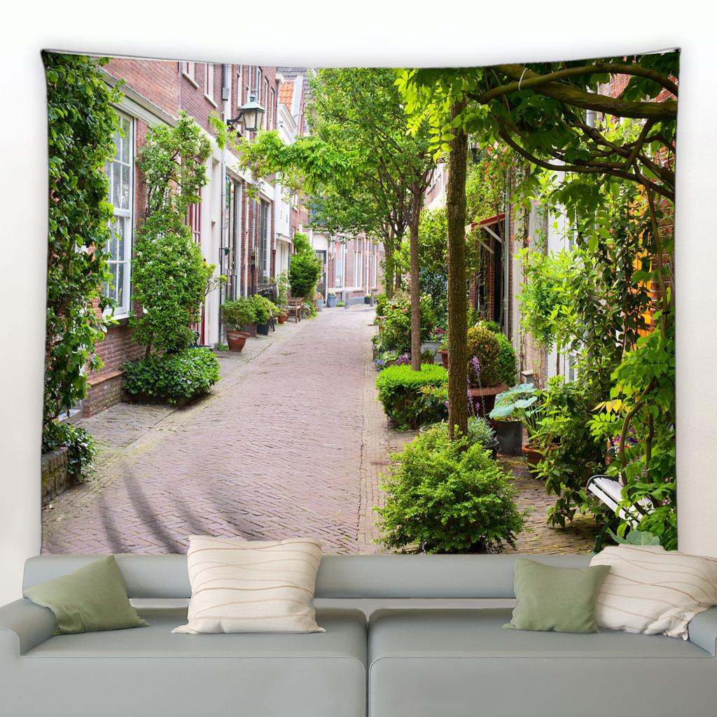 Zahrada Park Krajina Tapiserie 3D Květina Rostlina Jaro Příroda Scenérie Nástěnný závěs Obývací pokoj Estetika pokoje Domácí dekorace